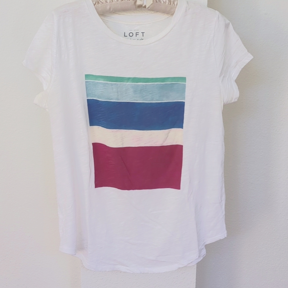 LOFT watercolor tile short sleeve tee, size S